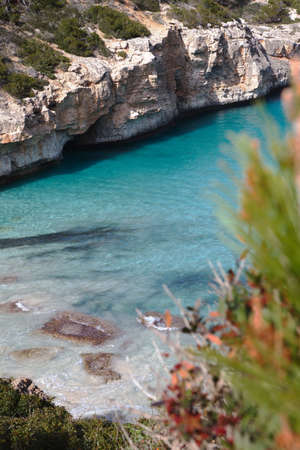 A beautiful seascape and the rocks in Mallorca, Calle Pi Beach Torrent Spain