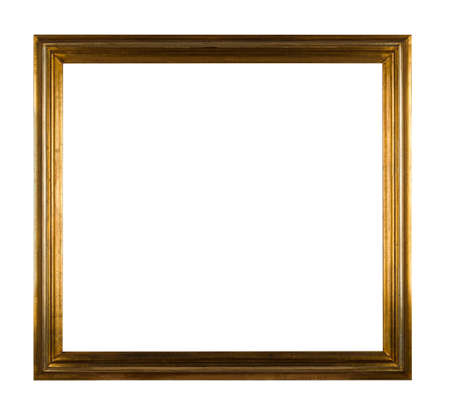 A vintage wooden square frame for painting or picture isolated on a white background