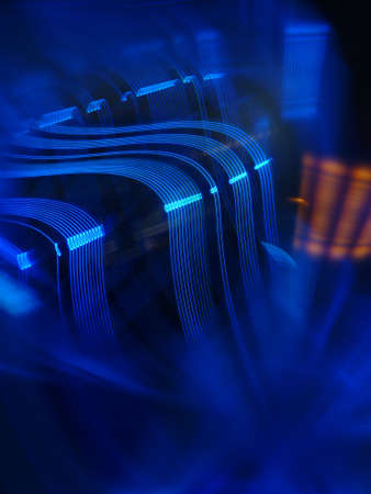 A vertical shot of incredible light layers with virtual space structure