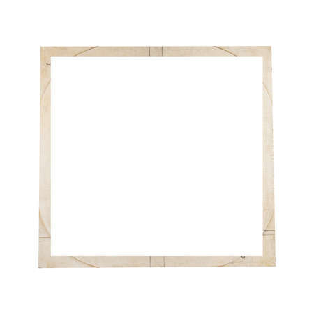 A beige square wooden frame for painting or picture isolated on a white background