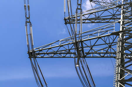 A low angle shot of transmission tower detailsの写真素材