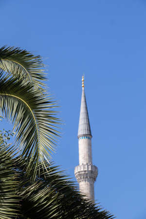 A vertical closeup shot of The Blue Mosque in  Istanbul, Turkeyの写真素材