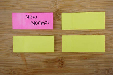A closeup shot of colorful note blanks with New Normal text on itの写真素材