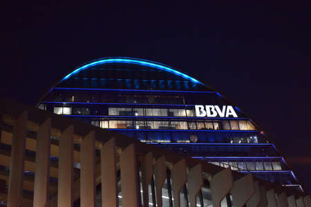 MADRID, SPAIN - Aug 21, 2017: Headquarters of the BBVA's representative office in Las Tablas, Madrid.のeditorial素材