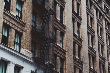 A low angle shot of an apartment building stairs in the downtown San Franciscoの写真素材