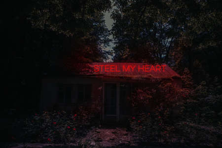 Abstract writing - STEEL MY HEART on old house