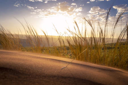 A landscape shot of singing sand on a sunny dayの写真素材