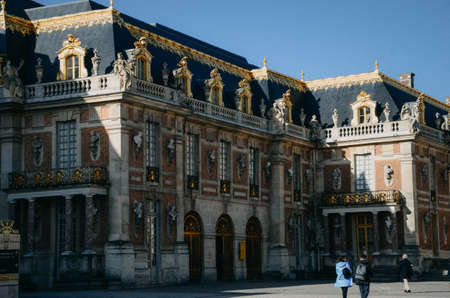 PARIS, FRANCE - Jun 25, 2020: Beautiful detail shot of the Palace of Versailles in Paris