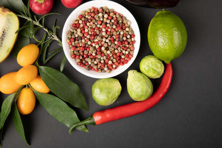 Photo collage with various fruits and vegetables