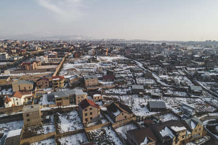 Beautiful shot of Yerevan with a droneの写真素材