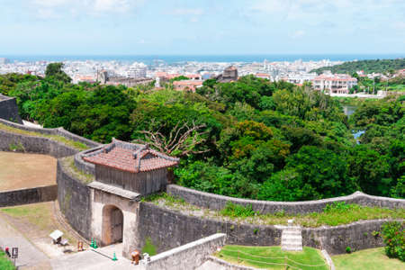 An aerial shot of Shuri Castle in Okinawaのeditorial素材