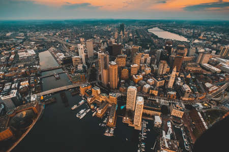 Beautiful overhead cityscape of an urban city shot with a drone
