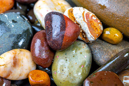 A closeup shot of colorful pebble rocks and stones outdoors