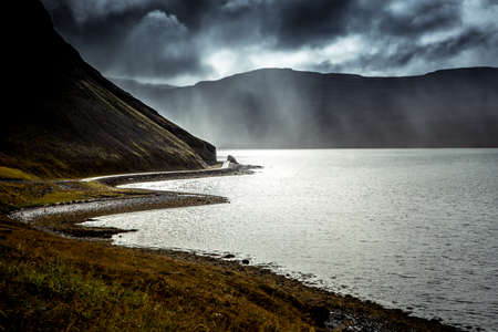 Coast road leading to PatreksfjÃ¶rÃ°ur Iceland