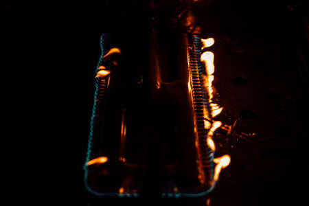 A dark closeup shot of a burning caseの写真素材