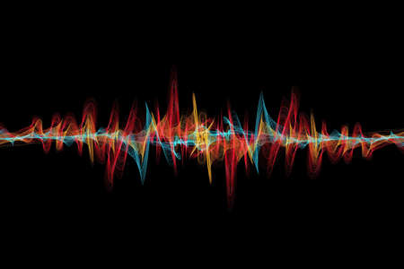 An illustration of colorful waveform pulsing isolated on a black background