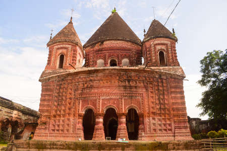 Beautiful red puthyia temple in Rajshahi city of Bangladesh