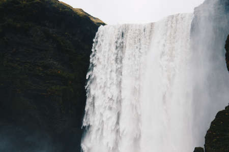 The beautiful scenery of amazing and breathtaking large waterfalls in the wild