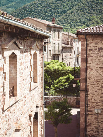 A beautiful scenery of old historic buildings in Viniegra of Abajo, Rioja, Spainのeditorial素材