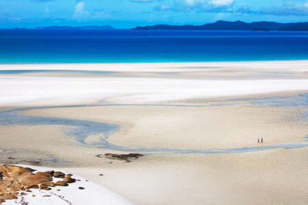 A high angle beautiful view of the Whitehaven Beach in Hamilton, Australiaの写真素材