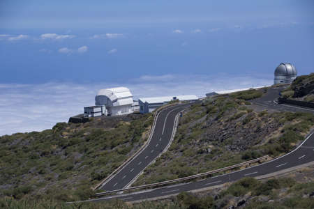 A huge astronomical observatory against the blue sky in Spainのeditorial素材