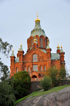 Red brick building of Uspensky Cathedral in Helsinki, Finland - Scandinaviaの写真素材