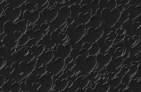 A 3D rendering of many black hearts - romantic concept