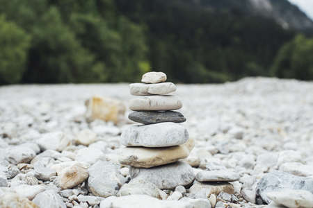 A selective closeup shot of rocks stacked on one anotherの写真素材
