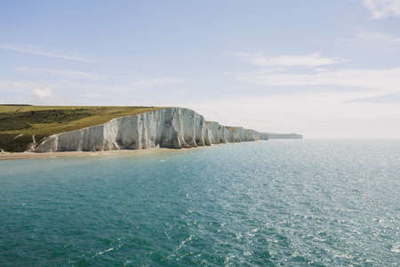 A beautiful shot of the White Cliffs of Dover by the sea