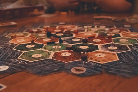 A closeup shot of a board game on the table