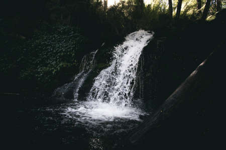 A waterfall in nature at dawn