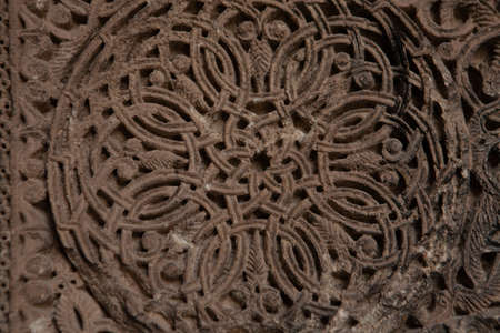 A closeup shot of an ancient Armenian sculpture