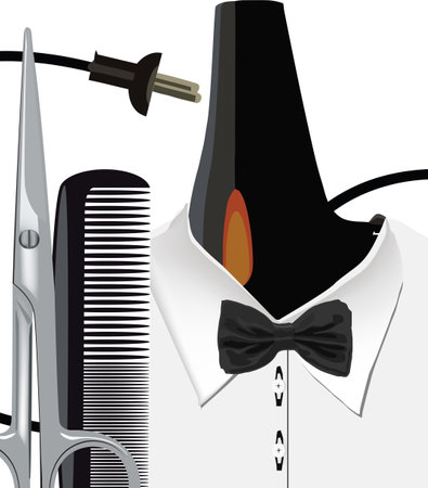 A 3D rendering illustration of  hairdressers objects on white backgroundの写真素材