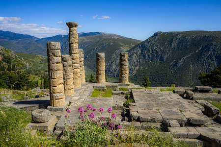 A beautiful shot of the Temple of Apollo In Delphi in Greeceの写真素材