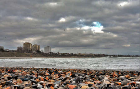 beach in Eforie Nord Romania on a cloudy day