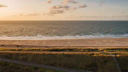 A beautiful view of the beach and the ocean captured  in Domburg, Netherlandsの写真素材