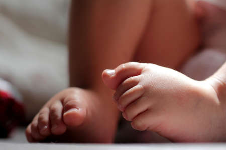 closeup shot of adorable toddler feet