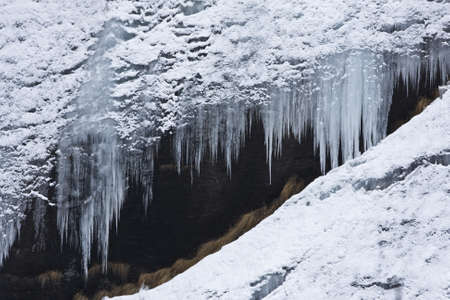 A beautiful icicle in the cave during winter