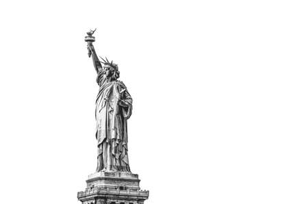 The Statue of Liberty in black and white isolated on pure white background, New York City, USAの写真素材