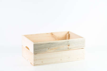 A wooden empty box isolated on a white backgroundの写真素材