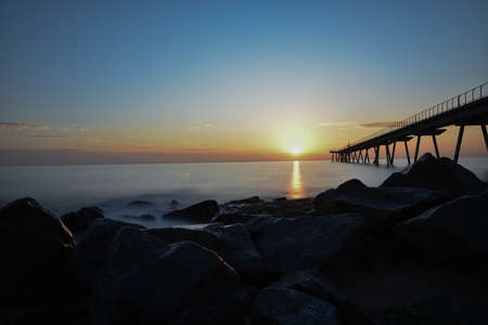 breathtaking shot at the Pont Del Petroli Badalona Spain during sunset