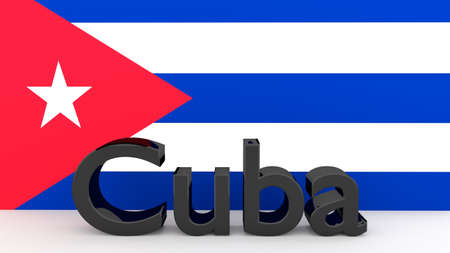 A 3d rendering illustration of the flag of Cuba with its name written in blackの写真素材