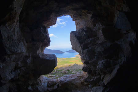 Altinsac church / Van - Turkey . Lake in Van Lake .の写真素材