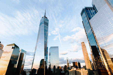 A low angle shot of the skyscrapers and building in New York City, United States