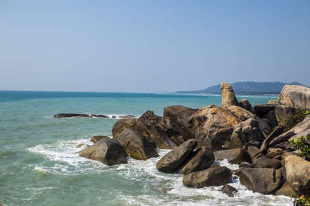 The Hin Ta rocks at Ko Samui, Thailand near the beautiful seaの写真素材