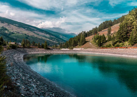 Artificial Lake in Val Troncea, Italy, in summer