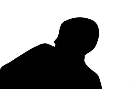 A silhouette of a male on a lying white background - perfect for an original wallpaperの写真素材