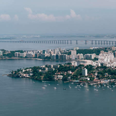 An aerial view of the Niteroi municipality in Rio de Janeiro, Brazilの写真素材