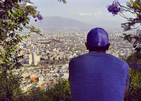 View of Santiago City in Chile from St-Christobal  mountain (Cero St.-Christobal)