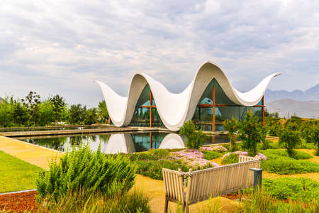 WORCESTOR, SOUTH AFRICA - Nov 01, 2017: Bosjes Wedding Chapel in Worcestor, Western Cape, South Africa. Designed by Coetzee Steyn o Steyn Studioのeditorial素材